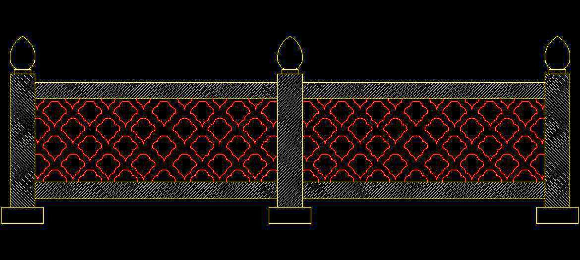 Jaali Railing Free DWG Design for Temples, Forts, and Palaces